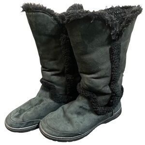 UGG Australia 1008030 Katia Classic Tall Suede Sheepskin Boots Shoes Black 8